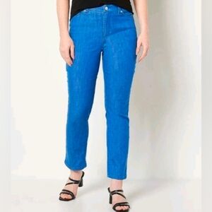 Susan Graver Vibrant Blue Straight Leg Repreve Jeans. 18w